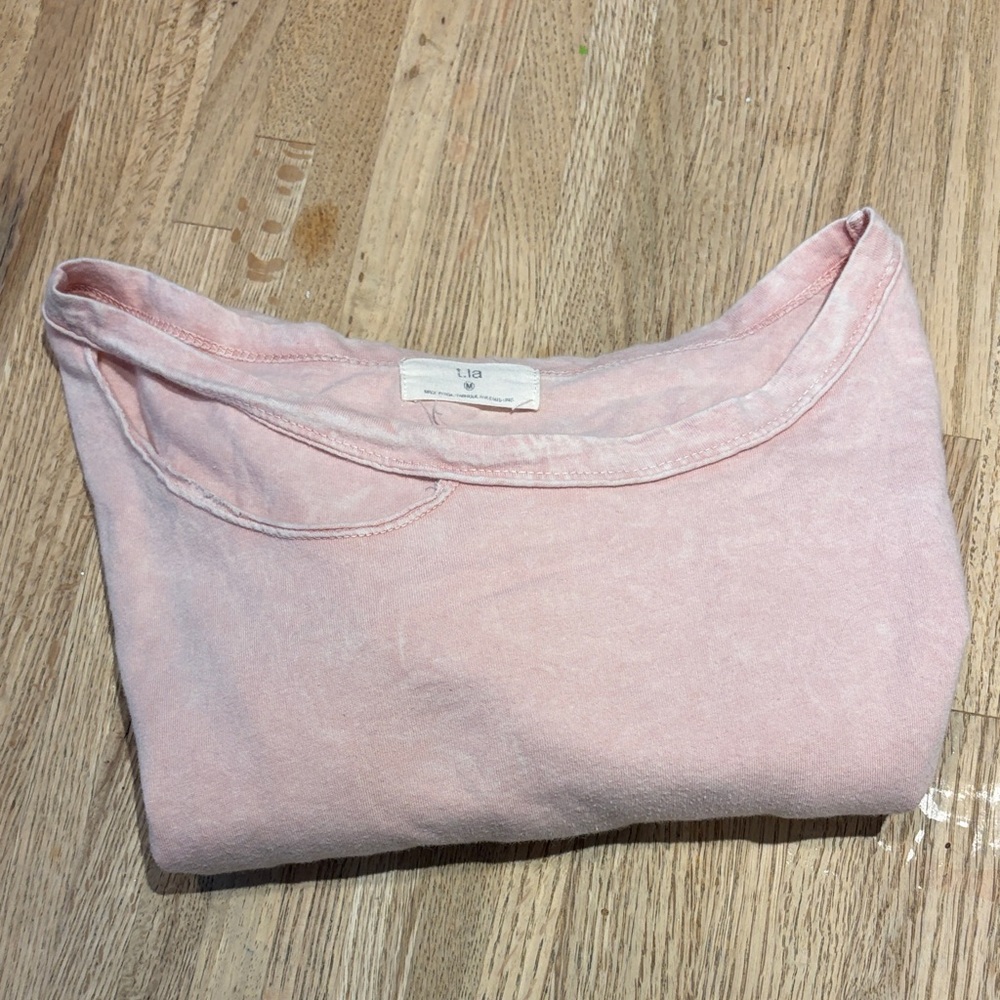 Anthro Light Pink Crewneck Top - Soft Pastel Tee